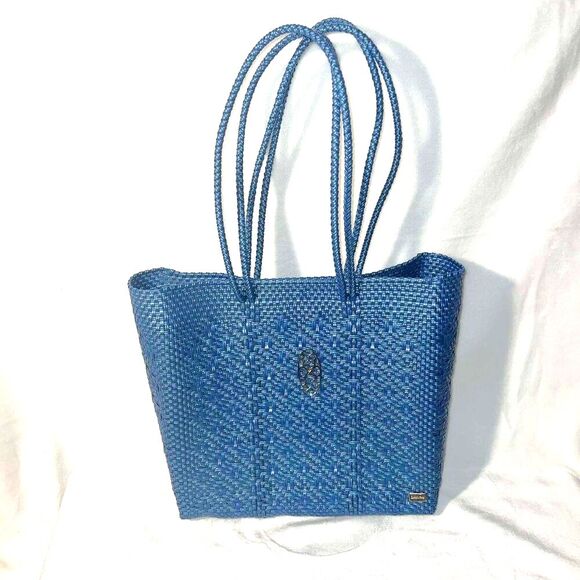Lola's Bag Blue Woven Tote - EUC - Picture 1 of 9